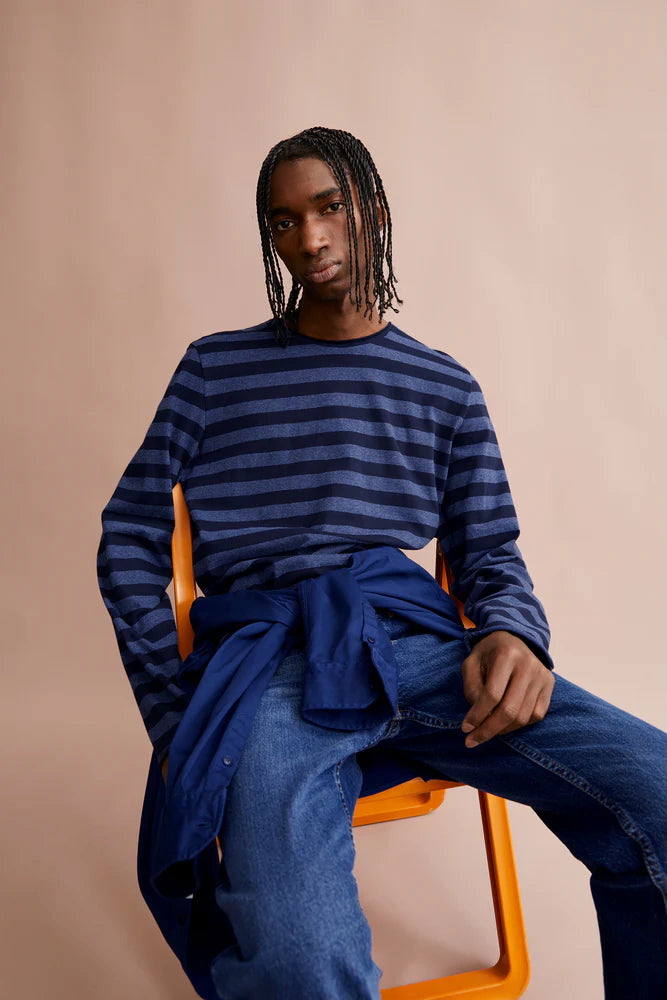 MAARKOS LS STRIPES BR blue mel night sky