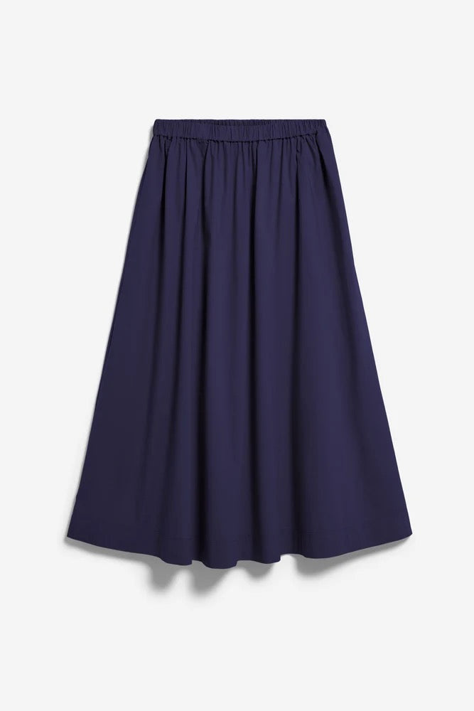POPLIN A-Line Midi Skirt tinted navy