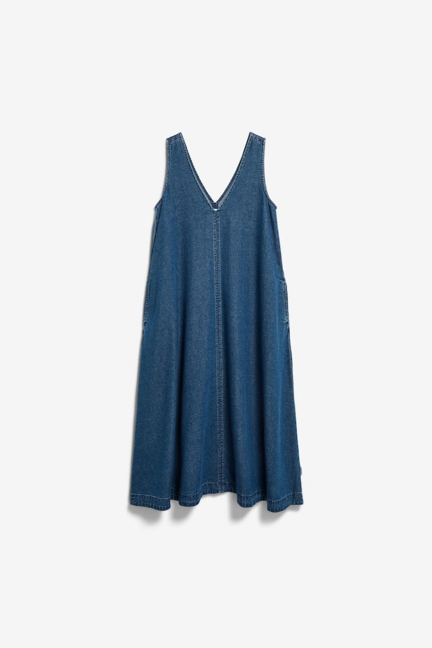 DENIM V-Neck Midi Dress eau