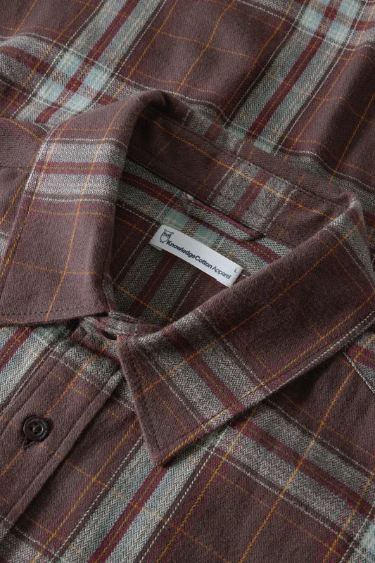Check Flannel Shirt dark brown
