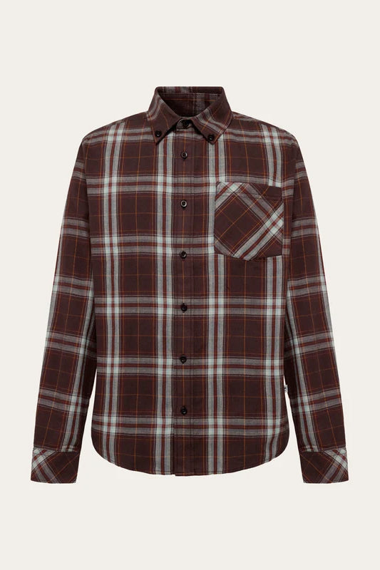 Check Flannel Shirt dark brown
