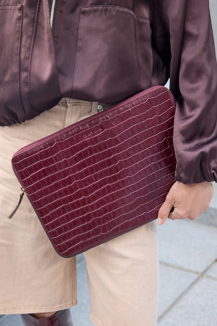 LAPTOP SLEEVE 13"/14" Croco Print Leather