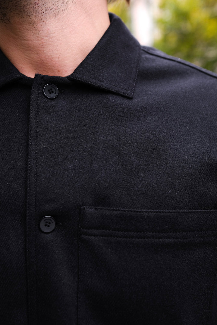 JAMES Wool Overshirt black