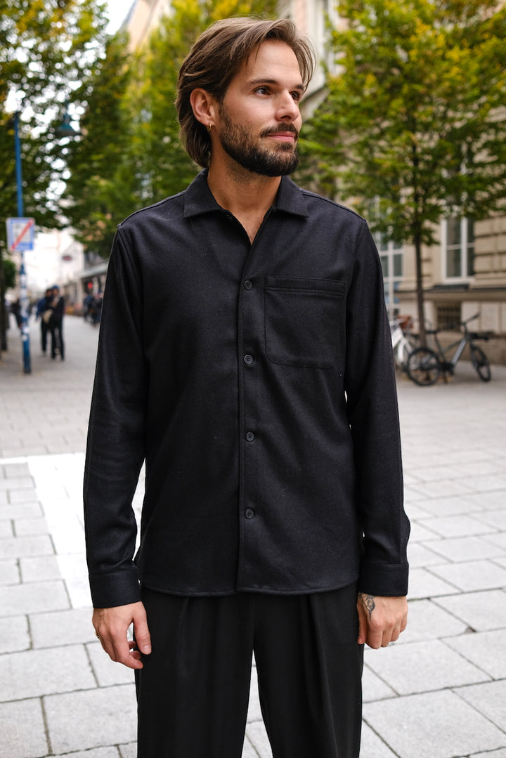 JAMES Wool Overshirt black