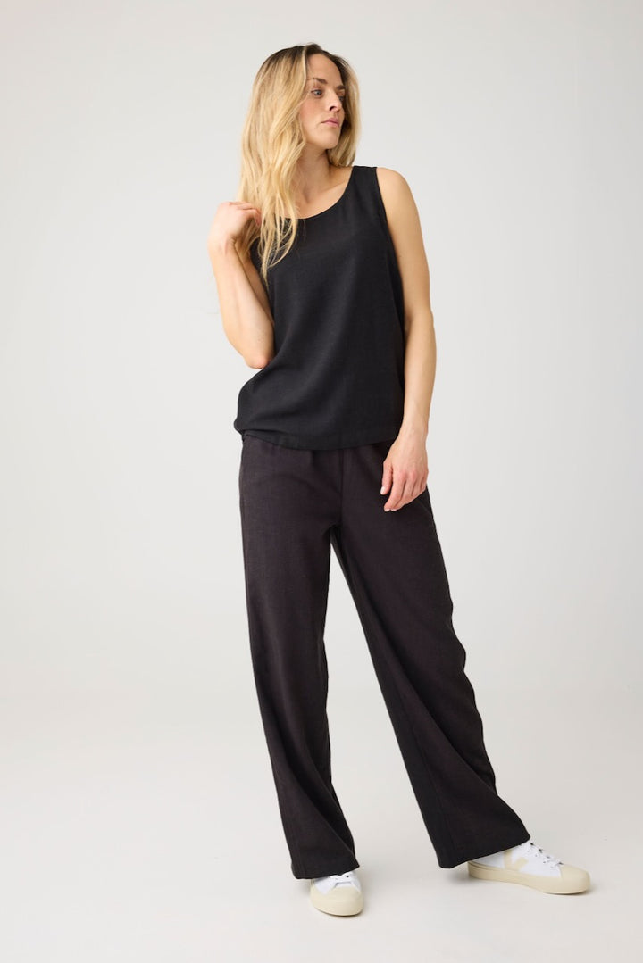 POSEY Wide Linen-Mix Pants black jet KCA