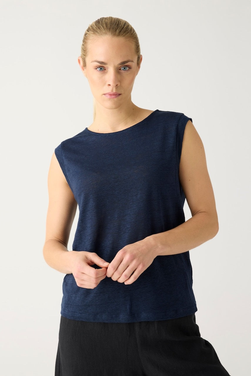 LINEN Sleeveless T-Shirt