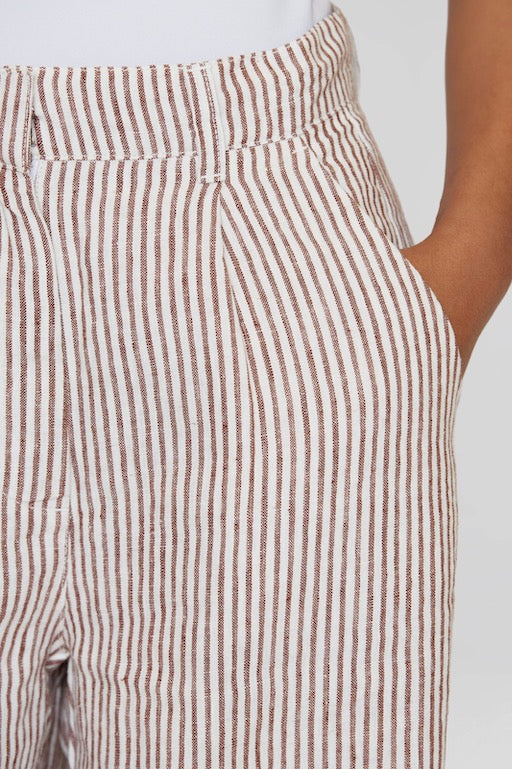POSEY Striped Linen Pants brown stripe