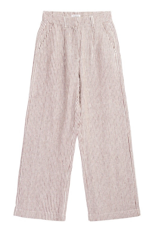 POSEY Striped Linen Pants brown stripe