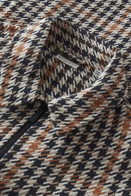 HOUNDTOOTH Zip Overshirt dark brown check