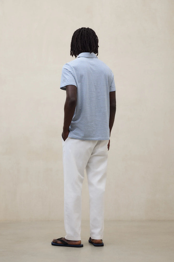 LOGAN Polo ecru blue stripes