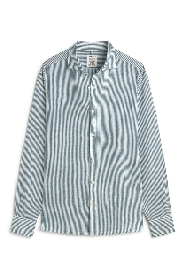 Linen Stripes Shirt white green