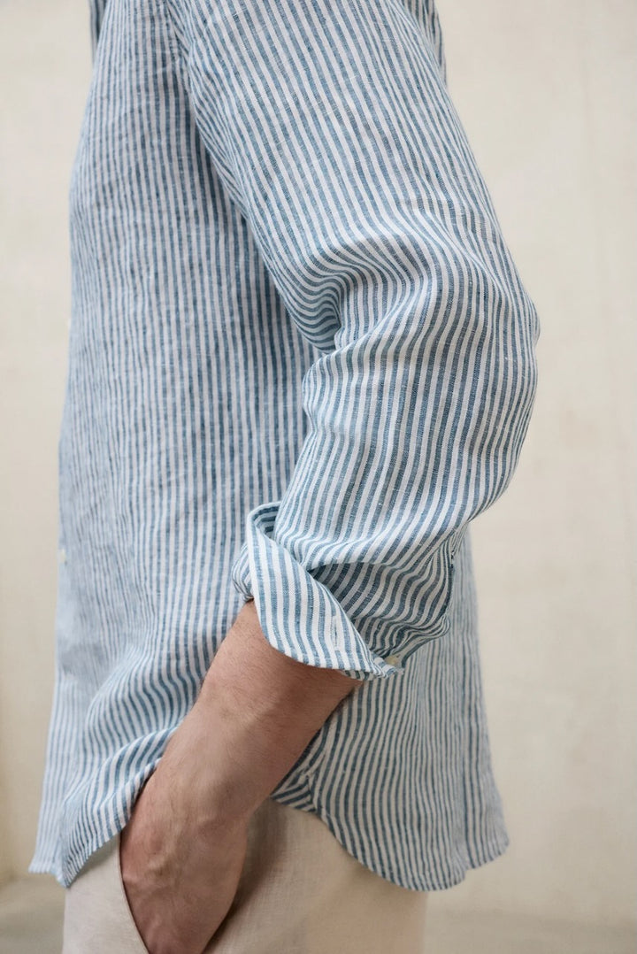 Linen Stripes Shirt white green