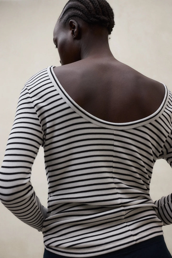 FARO LS T-Shirt white black stripe