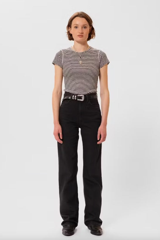 EVE Striped Slub T-Shirt ecru/black | Nudie Jeans