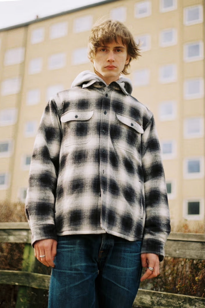 GLENN Padded Shadow Check Shirt black