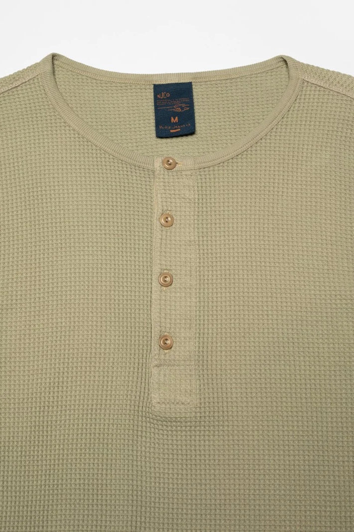 HENLEY Waffle LS T-Shirt desert