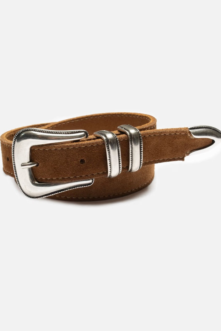 WESTERN Suede Silver Belt tobacco
