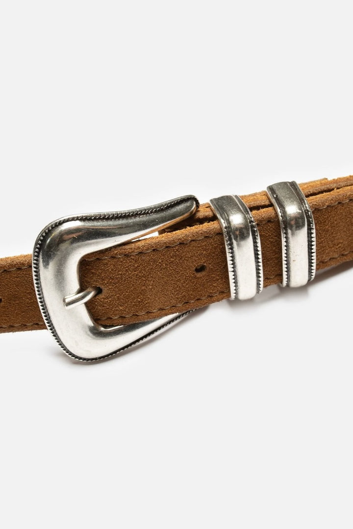 WESTERN Suede Silver Belt tobacco