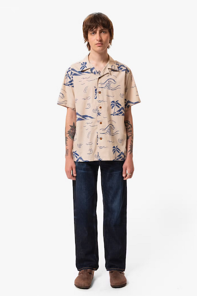 ARVID Waves Hawaii Shirt ecru
