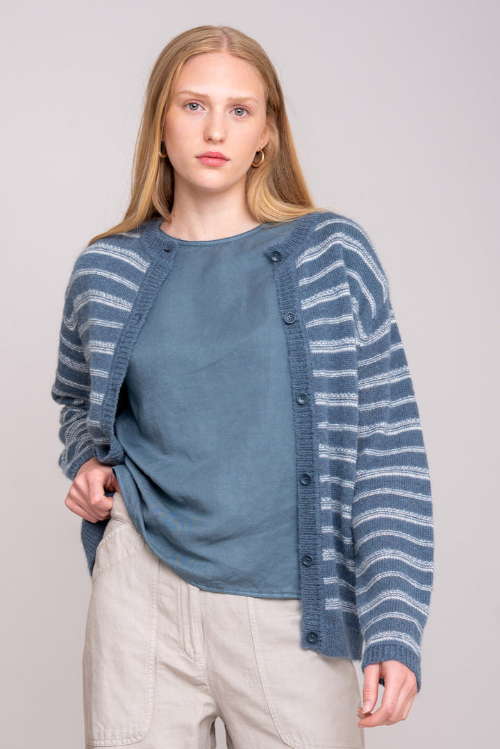 MINA Cardigan cloudy blue/white