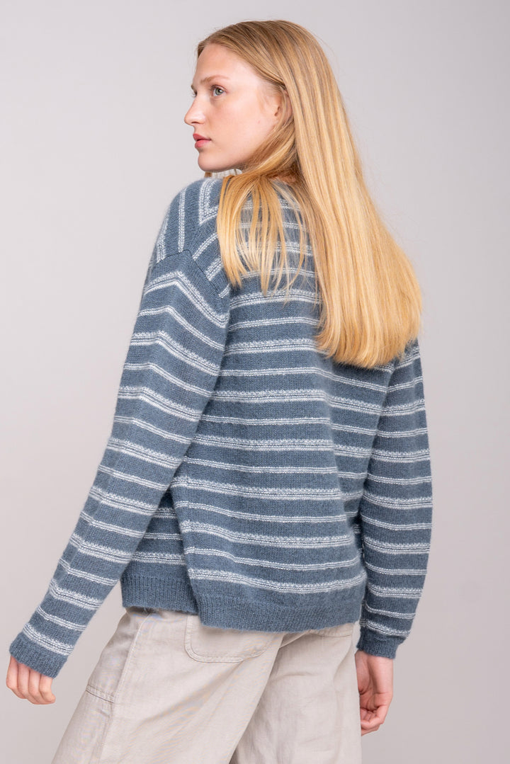 MINA Cardigan cloudy blue/white