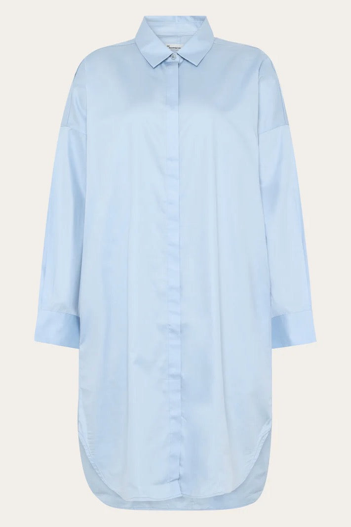 SATIN Shirt Dress skyway