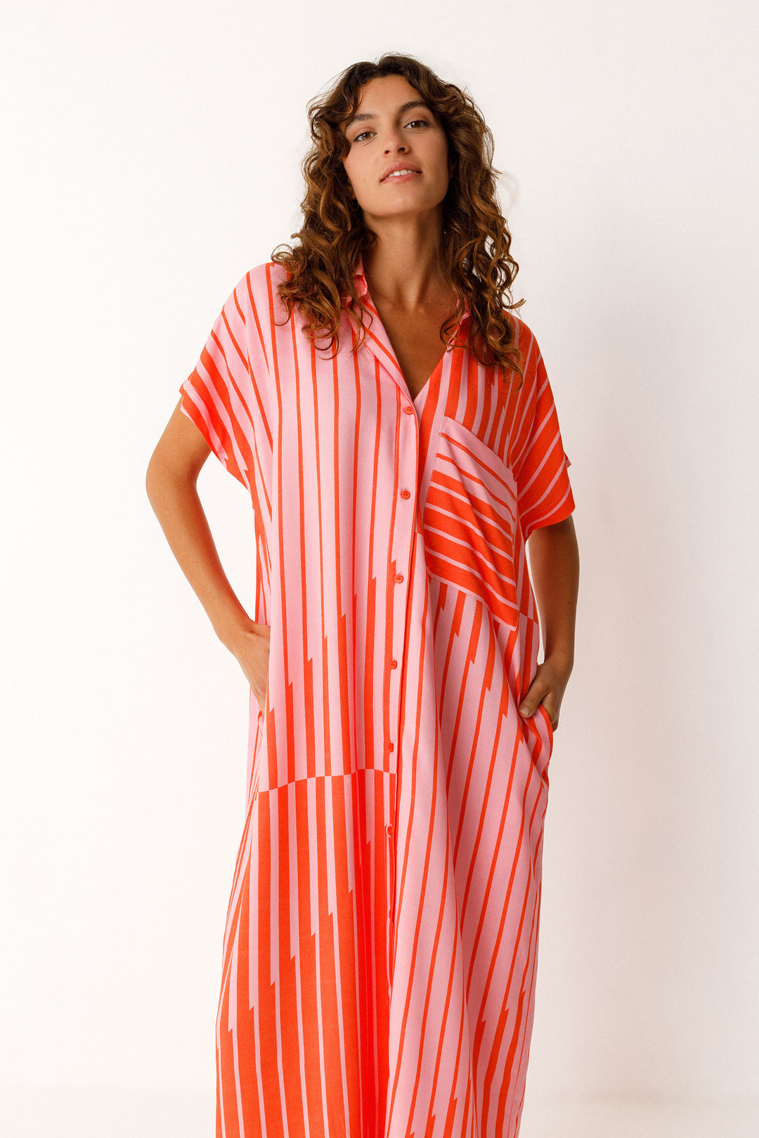 DELIA Dress stripes pink