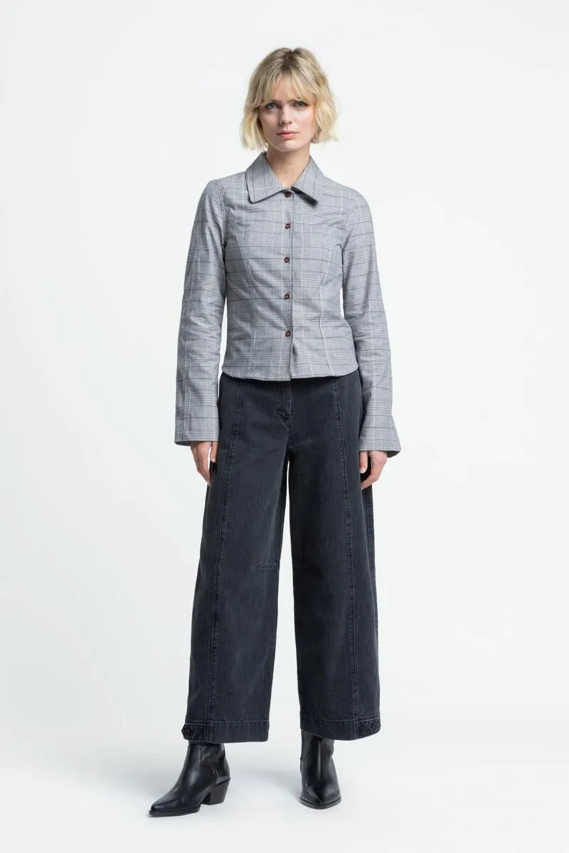 LEETA Pants stripe black worn