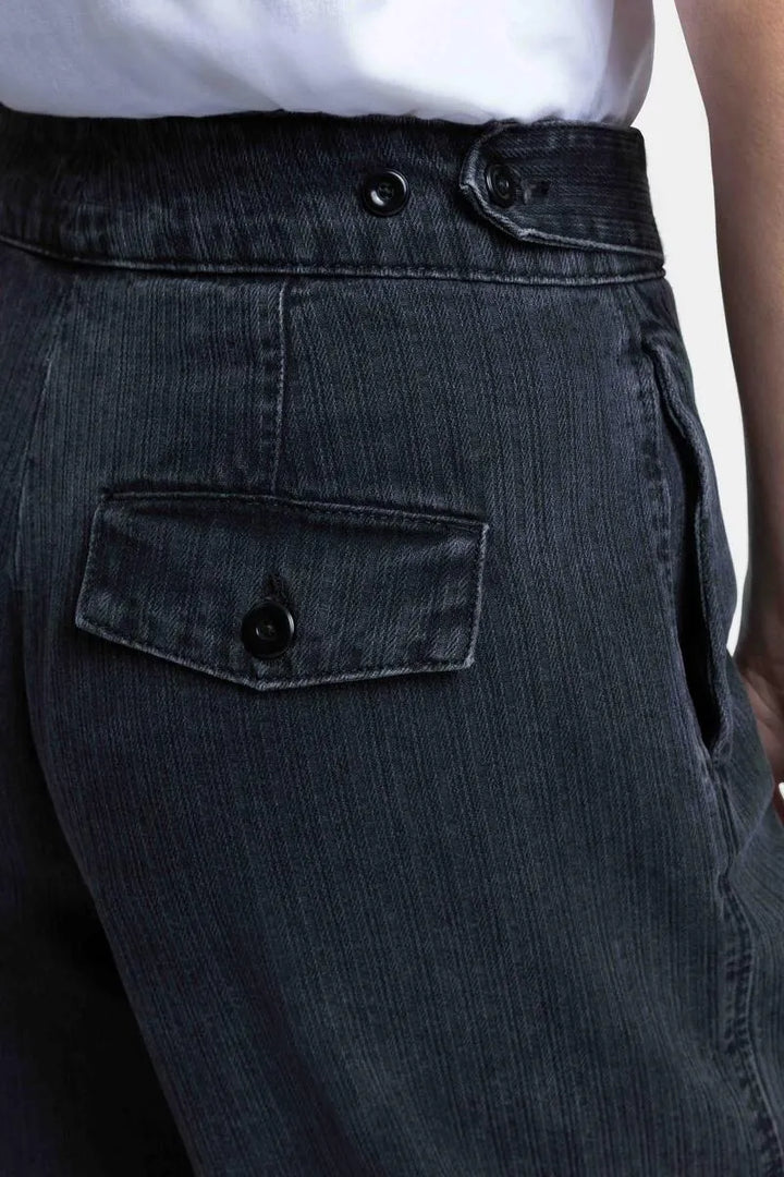 LEETA Pants stripe black worn