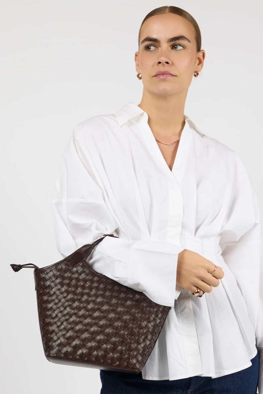 MARA MIDI Woven Classic Leather