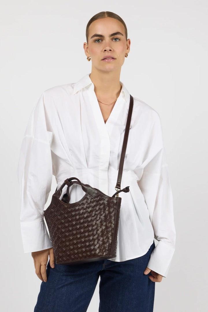MARA MIDI Woven Classic Leather
