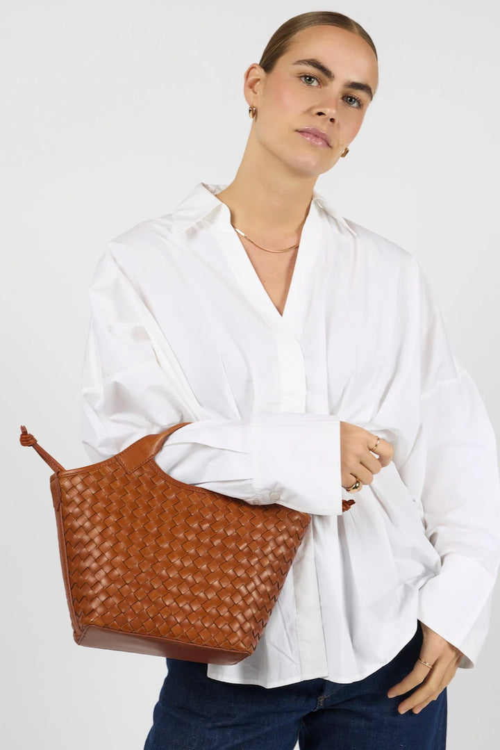 MARA MIDI Woven Classic Leather